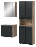 Badm�bel Set 3-teilig Cover in schwarz matt und Nox Eiche 135 x 185 cm, inkl. Waschbecken