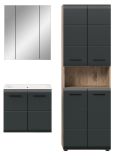 Badm�bel Set 3-teilig Cover in schwarz matt und Nox Eiche 135 x 185 cm, inkl. Waschbecken