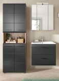 Badm�bel Set 3-teilig Cover in schwarz matt und Nox Eiche Badkombination 135 x 185 cm