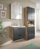 Badm�bel Set 3-teilig Cover in schwarz matt und Nox Eiche Badkombination 135 x 185 cm