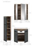 Badm�bel Set 3-teilig Cover in schwarz matt und Nox Eiche Badkombination 105 x 185 cm