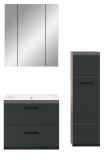 Badm�bel Set 3-teilig Cover in schwarz matt und Nox Eiche Badkombination 105 x 185 cm