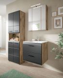 Badm�bel Set 2-teilig Cover in schwarz matt und Nox Eiche Badkombination 60 x 185 cm