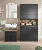 Badm�bel Set 3-teilig Cover in schwarz matt und Nox Eiche Badkombination 165 x 185 cm