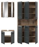 Badm�bel Set 3-teilig Cover in schwarz matt und Nox Eiche Badkombination 165 x 185 cm