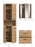Badm�bel Set 3-teilig Cover in Artisan Eiche 135 x 185 cm, mit 4-t�rigem Hochschrank