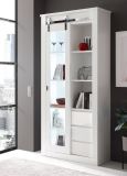 Vitrine Miami in wei� Hochglanz Vitrinenschrank 93 x 201 cm, Soft-Close