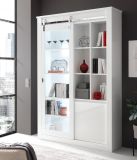 Vitrine Miami in wei� Hochglanz Vitrinenschrank 133 x 201 cm, Soft-Close