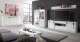 Vitrine Miami in wei� Hochglanz Vitrinenschrank 133 x 153 cm, Soft-Close