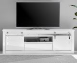 TV-Lowboard Miami in wei� Hochglanz TV Unterteil in Komforth�he 201 x 66 cm, Soft-Close