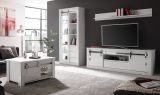 Wohnwand Miami in wei� Hochglanz Wohnkombination 3-teilig 309 x 201 cm, Soft-Close