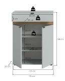 Schuhschrank Janko in grau und Evoke Eiche Flur Kommode 75 x 98 cm, Soft-Close