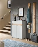 Schuhschrank Janko in grau und Evoke Eiche Flur Kommode 75 x 98 cm, Soft-Close