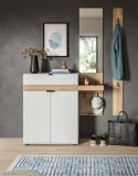 Schuhschrank Janko in grau und Evoke Eiche Flur Kommode 75 x 98 cm, Soft-Close