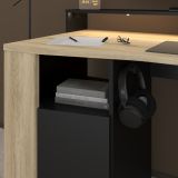 Parisot Gaming Set Meta Schwarz und Eiche Gamingtisch und Schrank inkl. LED mit Farbwechsel