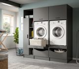 Waschmaschinenschrank Flexy in grau Set 3-teilig 182 x 195 cm