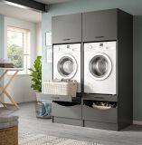 Waschmaschinenschrank Flexy in grau Set 2-teilig 132 x 195 cm