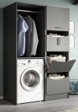 Waschmaschinenschrank Flexy in grau Set 2-teilig 126 x 196 cm