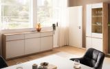 Vitrine Kiruma in Kaschmir und Artisan Eiche Vitrinenschrank 75 x 205 cm, Soft-Close