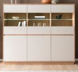 Highboard Kiruma in Kaschmir und Artisan Eiche Vitrine 164 x 138 cm, Soft-Close