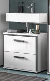 Waschbeckenunterschrank Telly in wei� Hochglanz und grau Badezimmer Unterschrank 60 cm