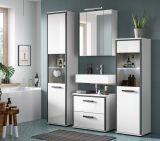 Waschbeckenunterschrank Telly in wei� Hochglanz und grau Badezimmer Unterschrank 60 cm