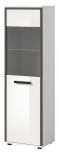 Badezimmer Midischrank Telly in wei� Hochglanz und grau Bad Kommode 40 x 139 cm