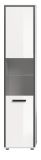 Badezimmer Hochschrank Telly in wei� Hochglanz und grau Badschrank 40 x 188 cm