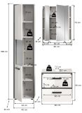 Badm�bel Set 3-teilig Telly in wei� Hochglanz und grau Badkombination 115 x 188 cm