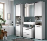 Badm�bel Set 2-teilig Telly in wei� Hochglanz und grau Badkombination 60 x 190 cm