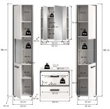 Badm�bel Set 4-teilig Telly in wei� Hochglanz und grau Badkombination 170 x 188 cm