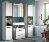 Badm�bel Set 4-teilig Telly in wei� Hochglanz und grau Badkombination 170 x 188 cm