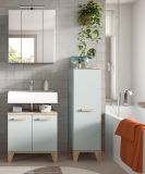 Badm�bel Set 3-teilig Luna in gr�n und Eiche Badkombination skandinavisch 109 x 190 cm