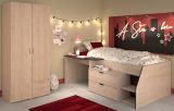 Parisot Kinder- und Jugendzimmer Milky in Eiche Jackson und schwarz Set 2-teilig mit Stauraumbett und Kleiderschrank
