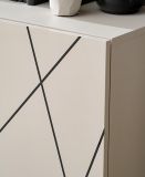 Wohnwand Metrik in Kaschmir mit Schwarz, Breite 180 - 250 cm, Push-to-Open-Funktion