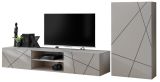 Wohnwand Metrik in Kaschmir mit Schwarz, Breite 180 - 250 cm, Push-to-Open-Funktion