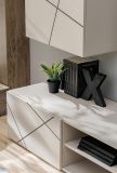 Wohnwand Metrik in Kaschmir und Schwarz Breite 260 cm, Push-To-Open und Soft-Close