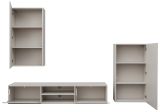 Wohnwand Metrik in Kaschmir und Schwarz Breite 260 cm, Push-To-Open und Soft-Close