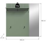 Garderobenpaneel Loreno in gr�n Wandgarderobe mit Spiegel 106 x 106 cm