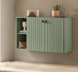 Flurkommode Loreno in Gr�n mit Rillen, Schuhschrank h�ngend 106 x 63 cm