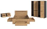 Schlafzimmer Set 4-teilig Cooper in Artisan Eiche und grau mit Kleiderschrank, Bett und 2x Nachttisch, Soft-Close