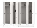 Kleiderschrank Carter in wei� Dreht�renschrank 6-t�rig 240 x 176 cm