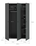 Kleiderschrank Carter in grau Dreht�renschrank 3-t�rig 120 x 176 cm