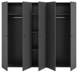 Kleiderschrank Carter in grau Dreht�renschrank 5-t�rig 200 x 176 cm