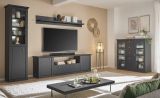 Buffet Filmore in Schwarz matt und Eiche Landhaus 158 x 201 cm, Soft-Close