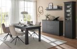 Wohnwand Filmore in Schwarz matt und Eiche Landhaus 270 x 200 cm, Soft-Close