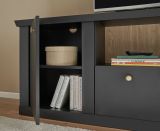 Wohnwand Filmore in Schwarz matt und Eiche Landhaus 319 x 200 cm, Soft-Close