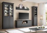 Wohnwand Filmore in Schwarz matt und Eiche Landhaus 319 x 200 cm, Soft-Close