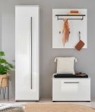 Garderobe Sitzbank Design-D in wei� Hochglanz 80 x 50 cm mit Soft-Close