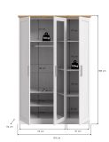 Kleiderschrank mit Spiegel Marina in wei� L�rche und Eiche Artisan Landhaus Dreht�renschrank 3-t�rig 124 x 185 cm